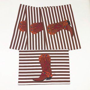 NWT Cowboy Boot and Stripes Printed Placemats Place mats